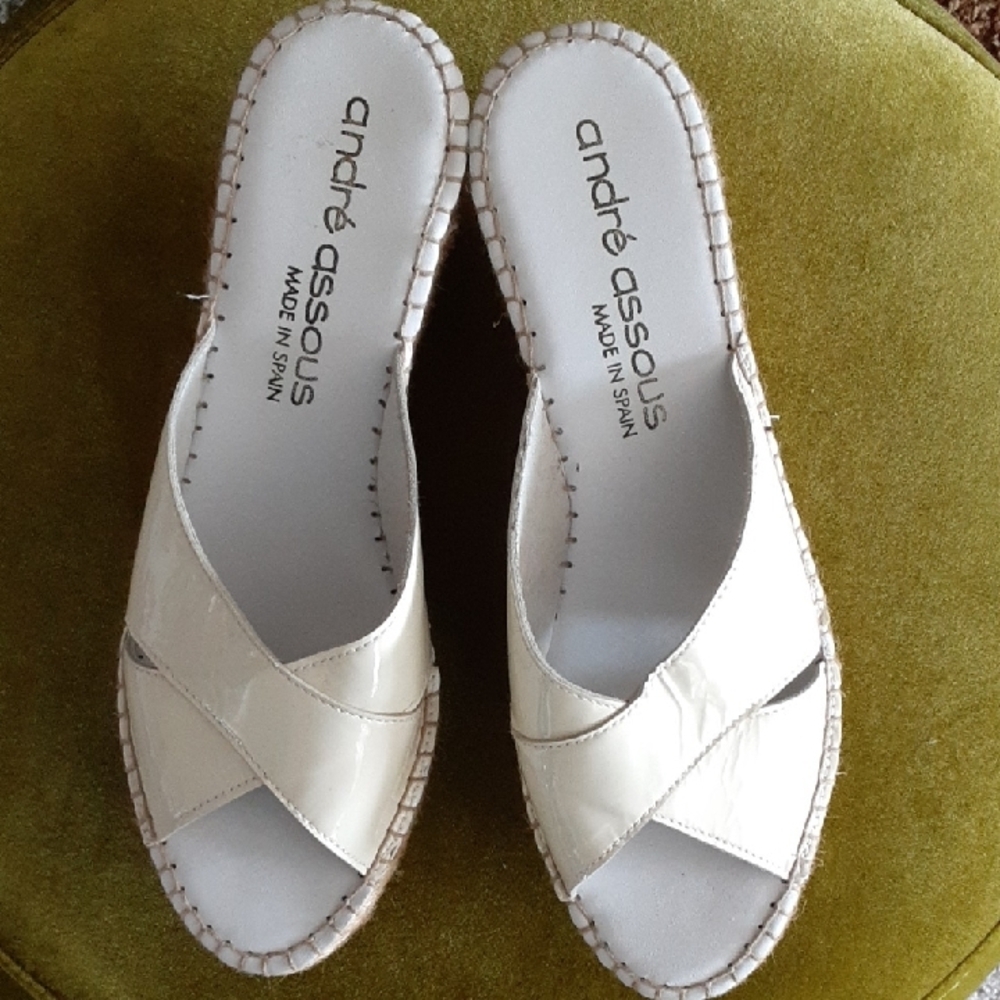 Andre Assous White Espadrille Criss-Cross Slides